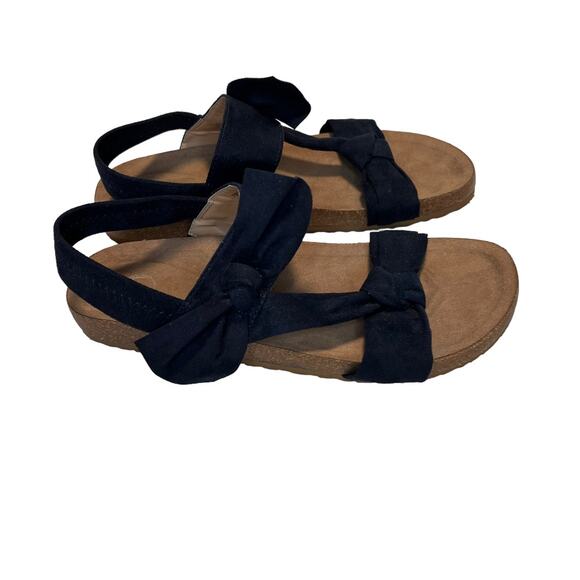 Journee Collection Xanndra Multi Strap Flat Navy Knotted Bow Sandal Size 9.5 New - Picture 12 of 12